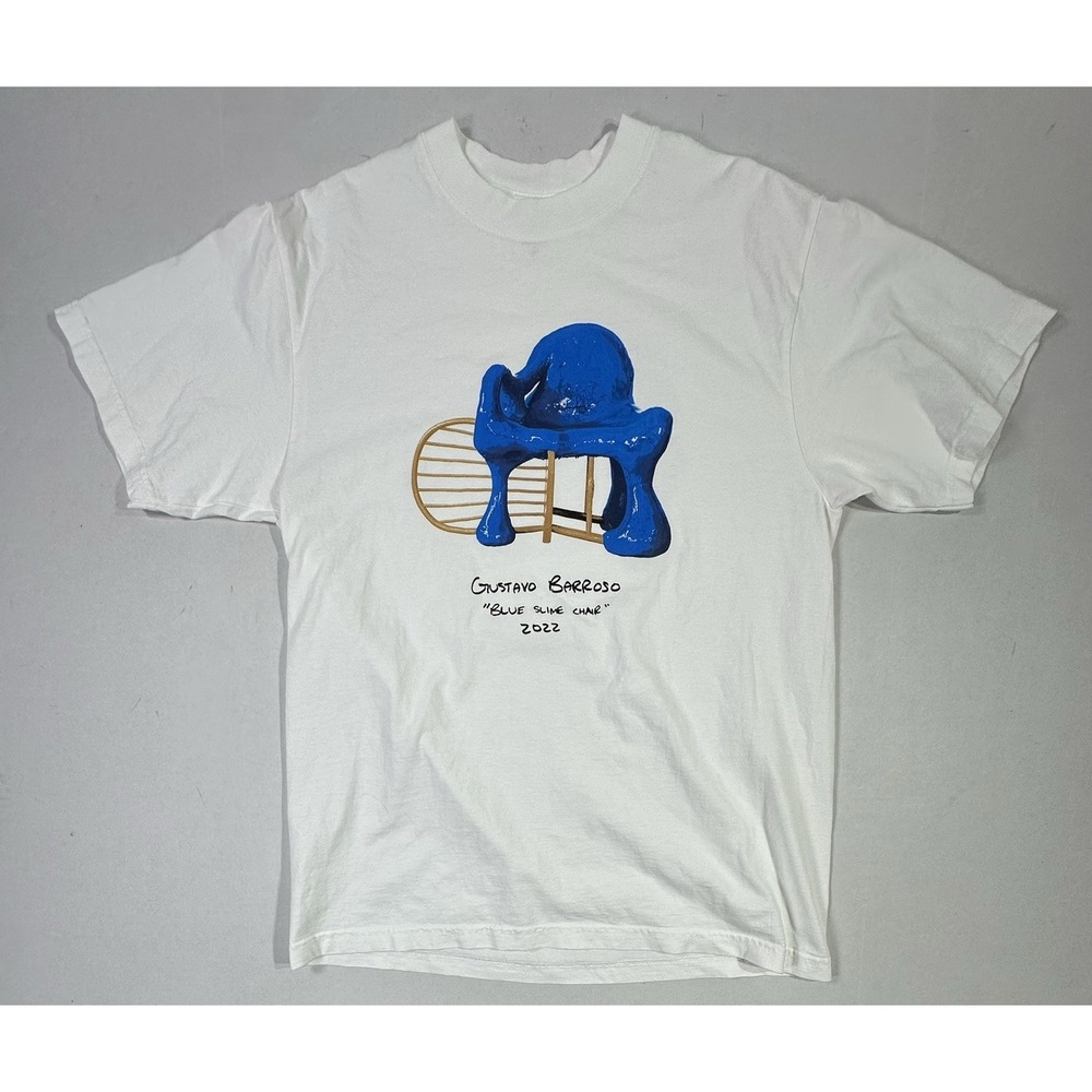 Gustavo Barroso Blue Slime Chair Graphic Tee White Size M 2022 Art Shirt